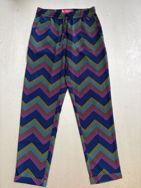 Chevron Stripe Navy Leggings - Multicolor Zigzag Print